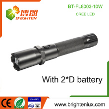 Fonte de Fábrica Liga de Alumínio Pesado 2 D Cell Usado Long Range Beam 10 Watt xml-2 levou Cree Super Bright Flashlight Zoom